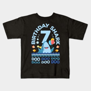 Birthday Shark Doo Doo 7th Birthday Gift Kids T-Shirt